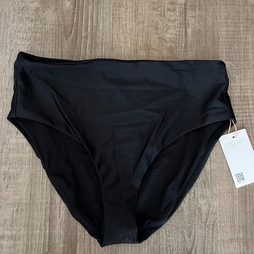 NWT Quince Bikini Bottom Large Black Minimalist Swim Beach Vacation